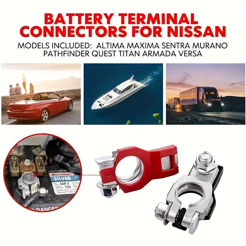 Par de conectores de terminal de batería de coche con postes de plástico en la parte inferior