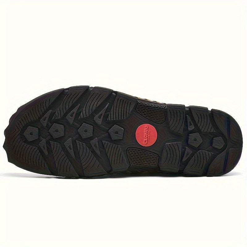 Men's Casual Shoes Leather Two-Layer Cowhide Rubber Sole Breathable Slip-On Low Top