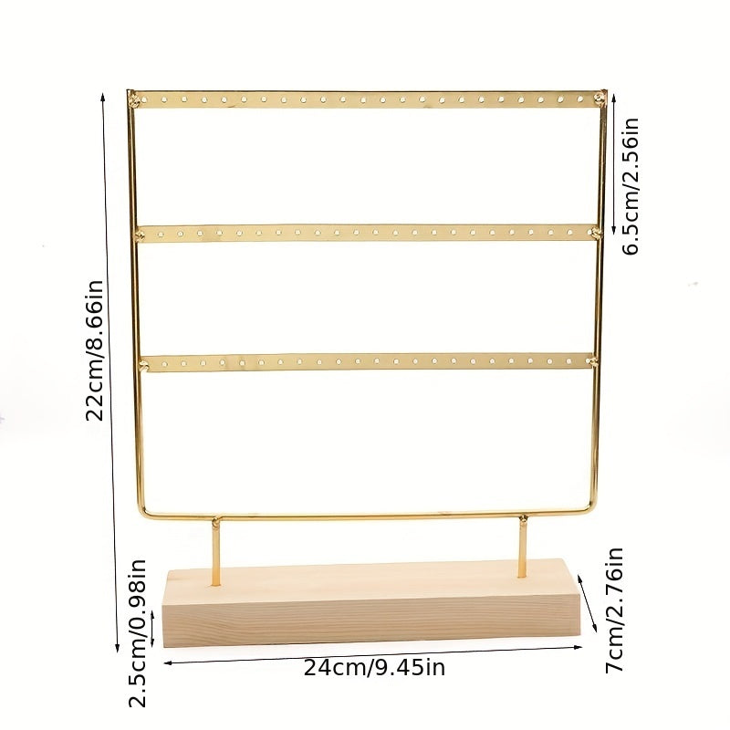 Многоуровневая стойка для железных серег с деревянной основой для хранения и демонстрации украшений
