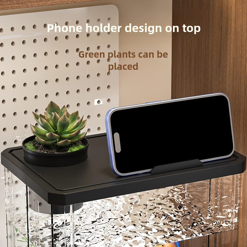 Square Acrylic Fish Bowl with Plant Holder for Desktop Aquascaping and Pet Fish Keeping