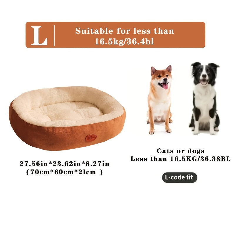 Oval Pet Bed for Dogs and Cats All-Season Warmth Machine Washable Beige Peaches