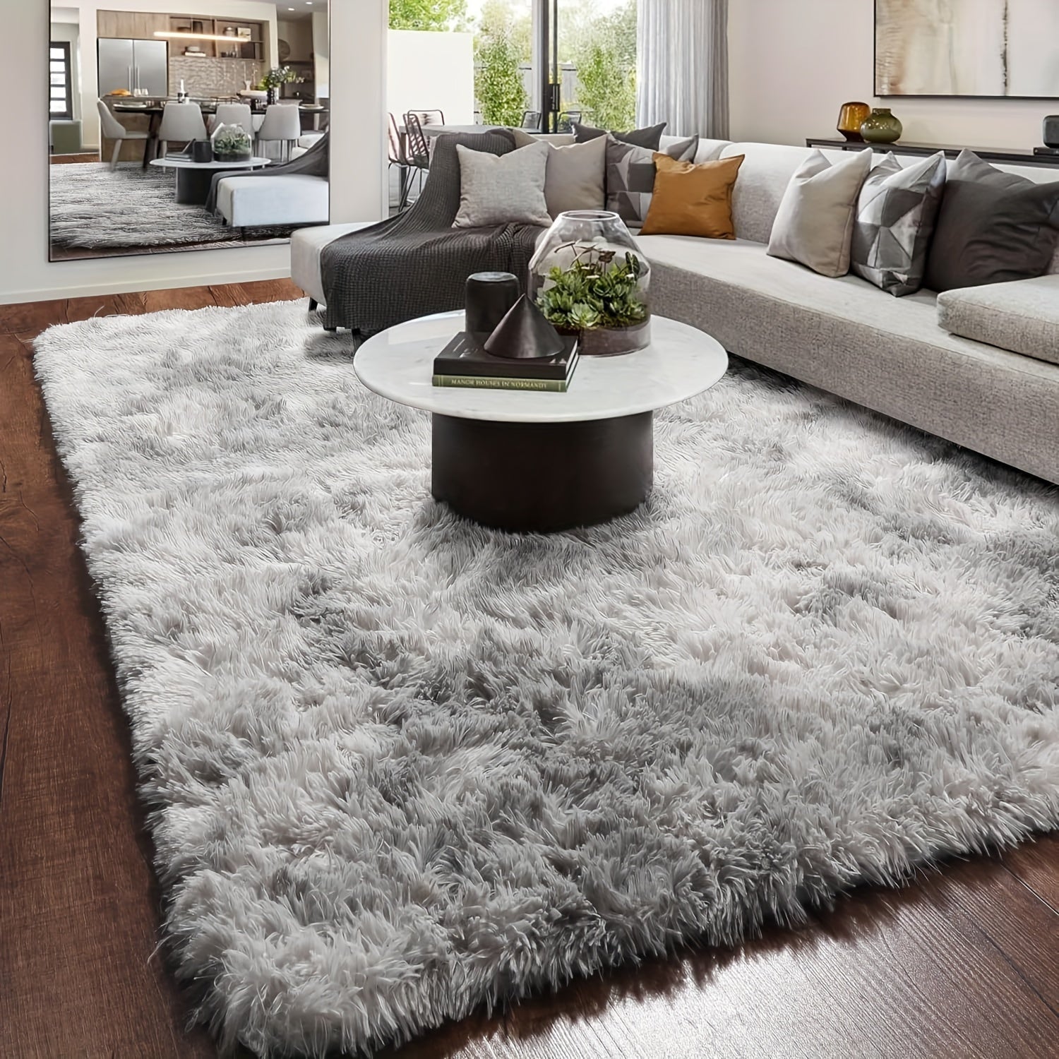 Soft Plush Nordic Tie-Dye Shaggy Area Rug for Living Room Bedroom 100% Polyester