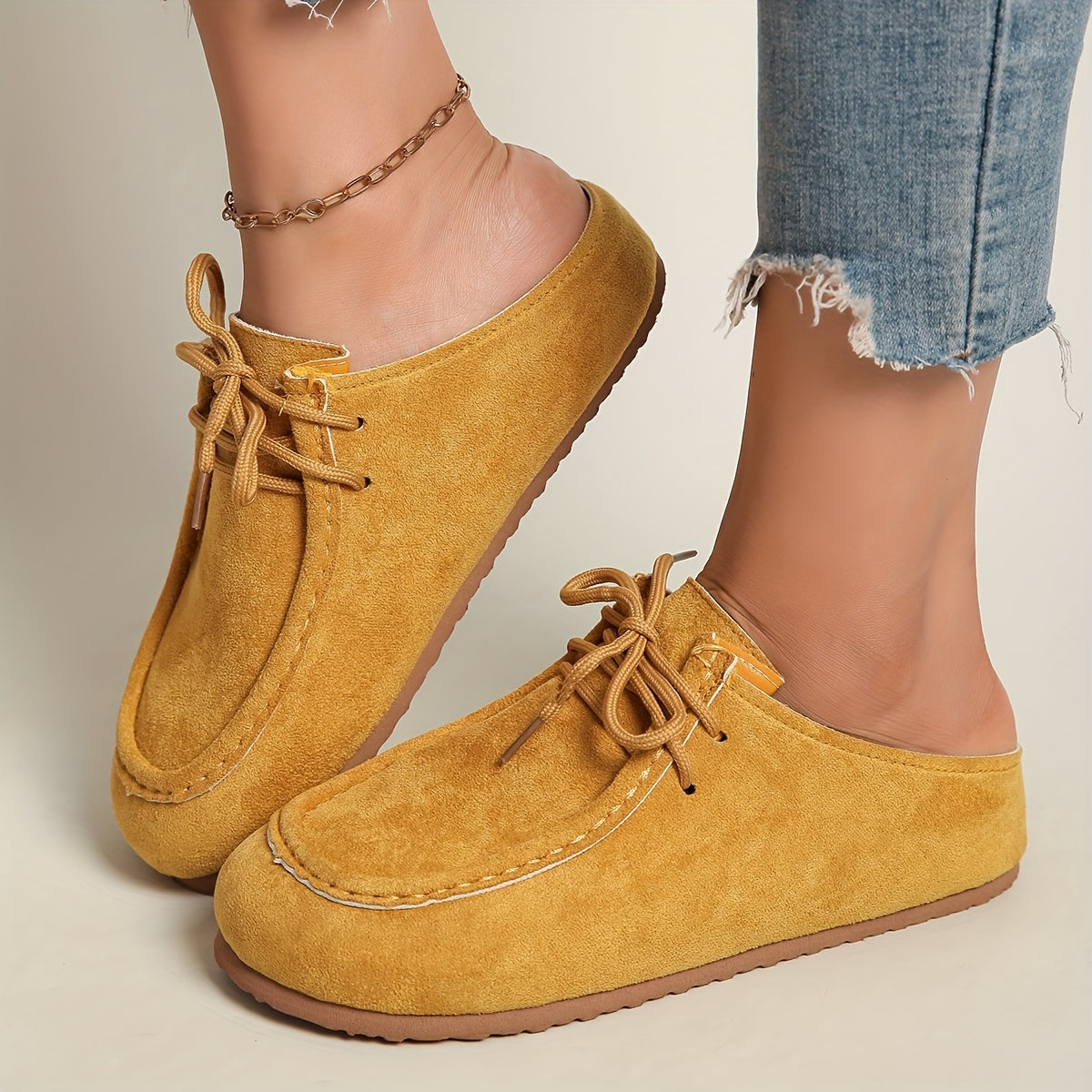 Women's Slip-On Mules with Lace-Up Design Casual Flip Flops