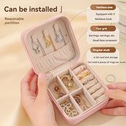 Mini Faux Leather Jewelry Organizer with Drawer for Earrings Necklaces Rings and Bracelets