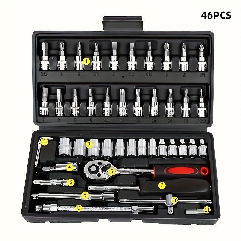 151-Piece Automotive Master Tool Set Carbon Steel Portable Car Bicycle Motorcycle Repair Kit