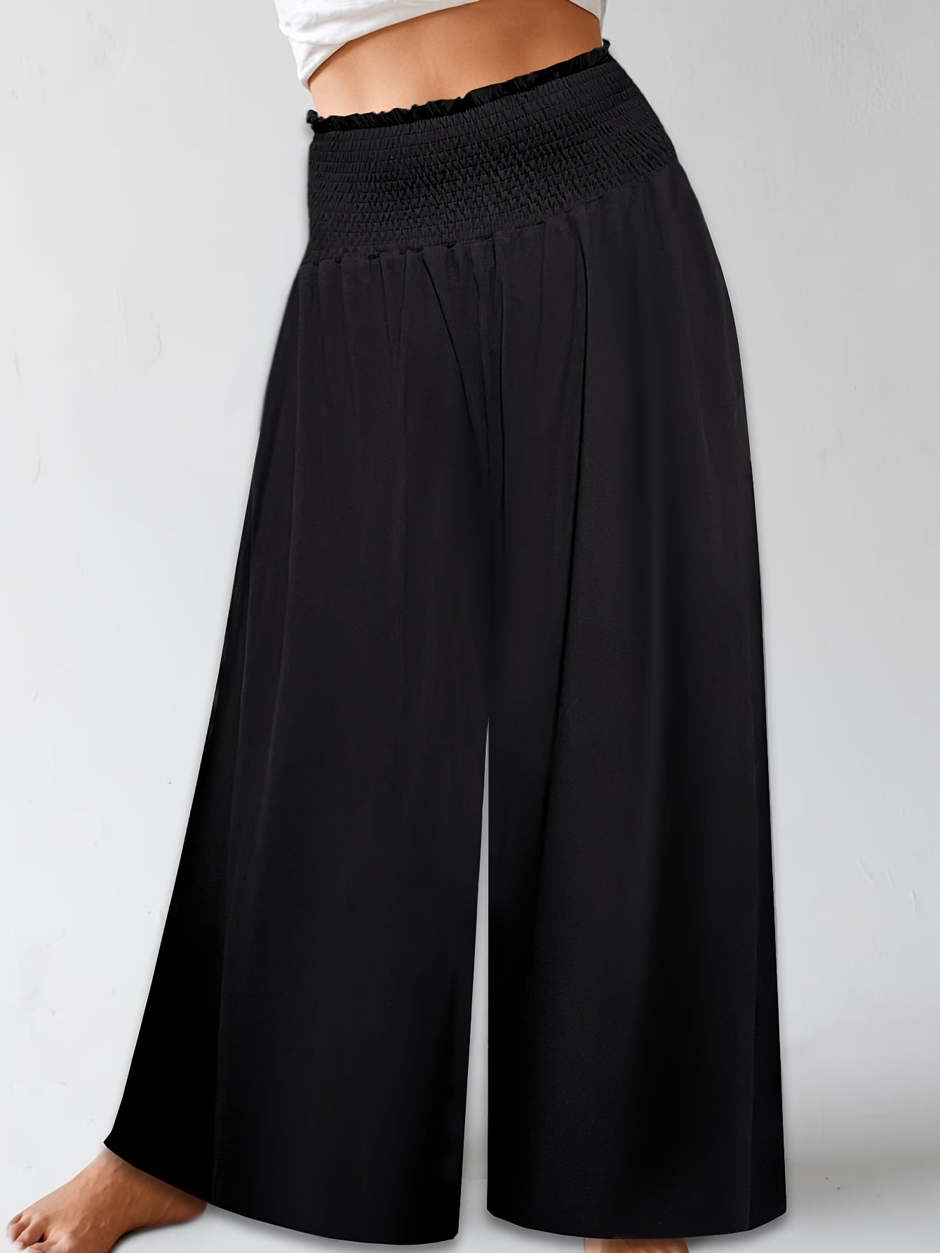 Pantalones casual de pierna ancha para mujer de tallas grandes, suaves, transpirables y con cintura elástica para yoga