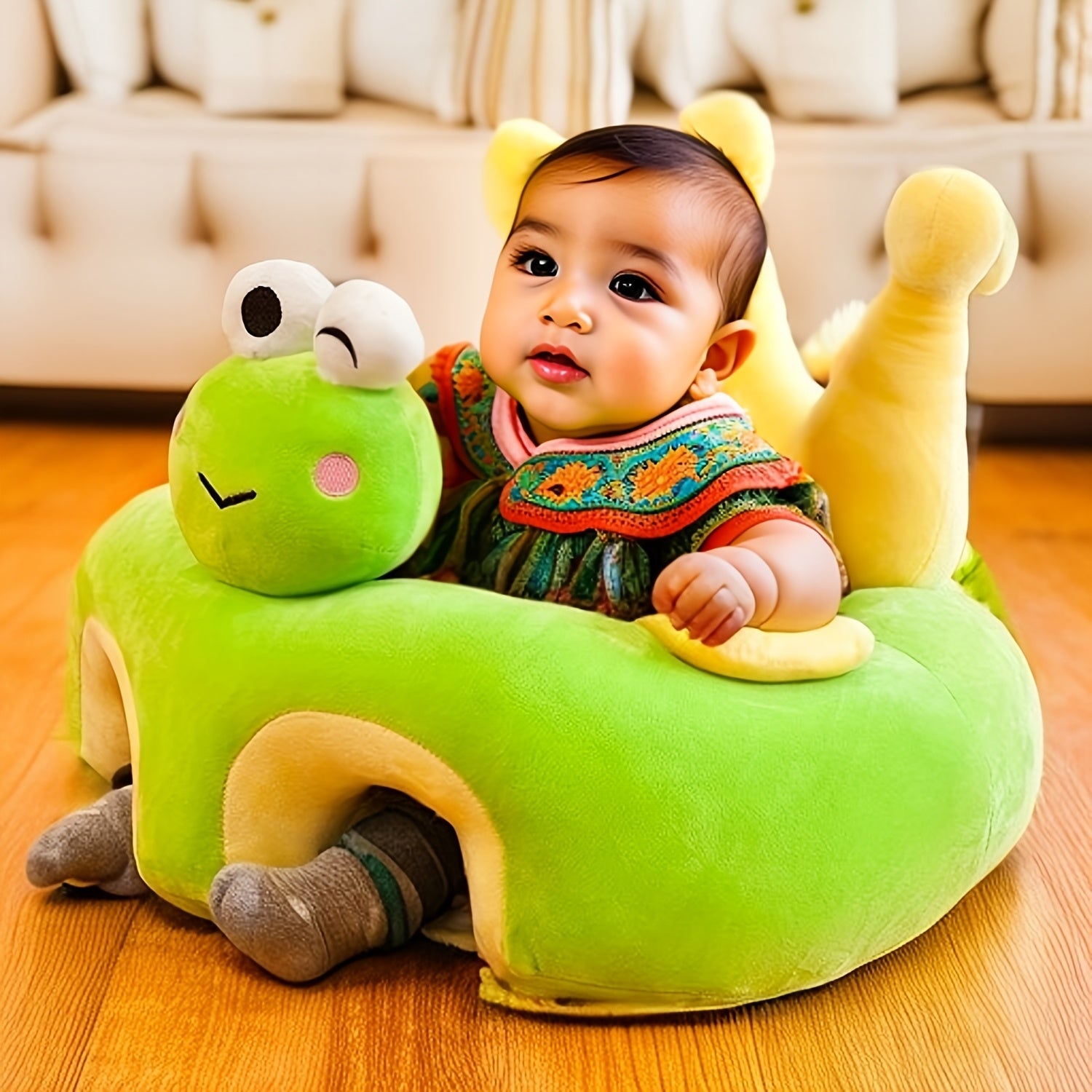 Kids Sofa Cover Animal Shape Floor Seat Lounger for Support and Comfort