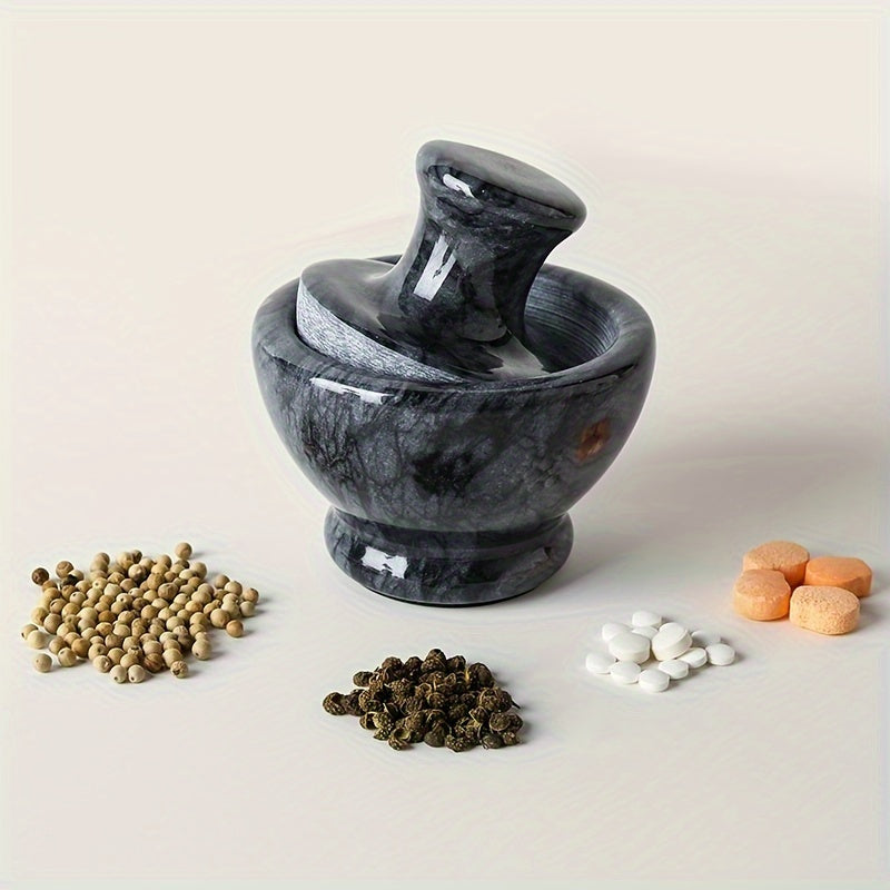Marble Mortar and Pestle Set 9.65cm Black and White Stone for Spices Pills