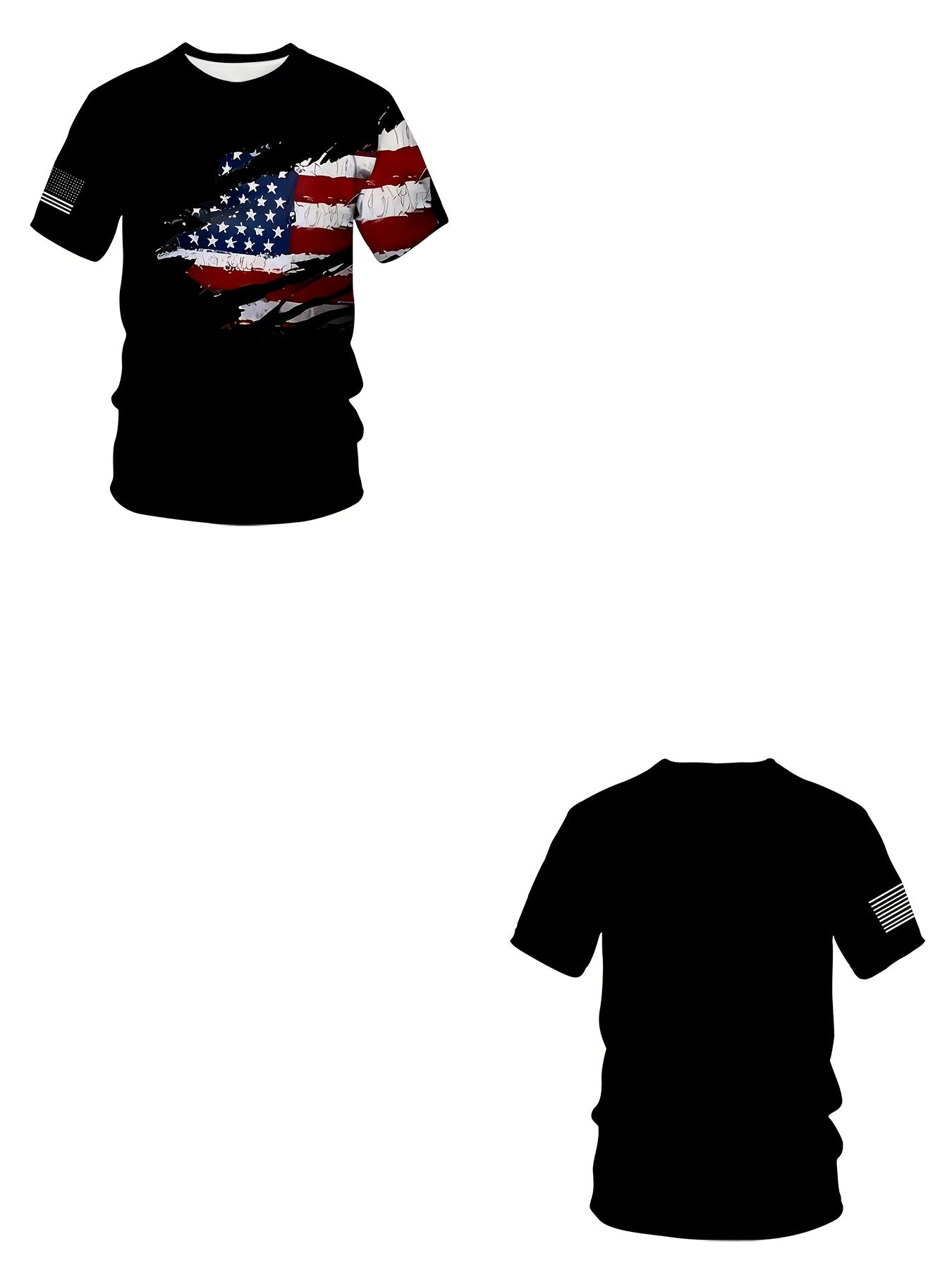 Men's Plus Size USA Print Short Sleeve T-Shirt Polyester Spandex Casual Sports