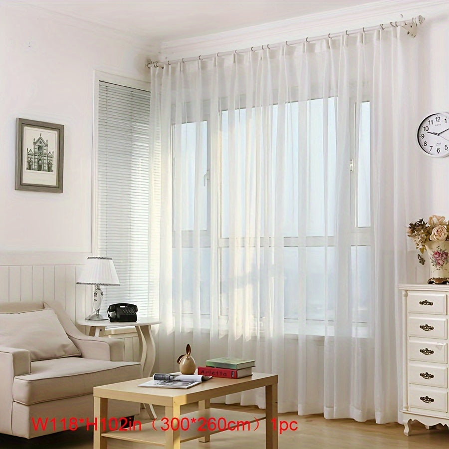 White Shiny Tulle Curtain Panels for Bedroom Living Room Office Kitchen Elegant Sheer Window Drapes