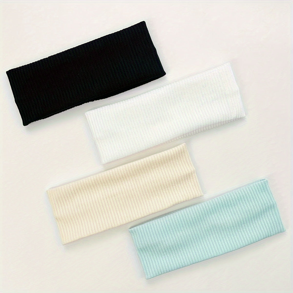 Kundalik va sport uchun to'rt rangli soch bog'lamlari to'plami, teri so'radigan bosh bandlar bilan