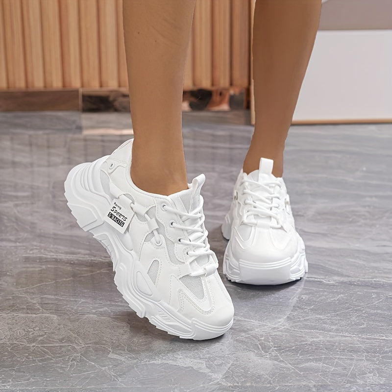 Women's White Breathable Sneakers for Running Fitness and Casual Wear