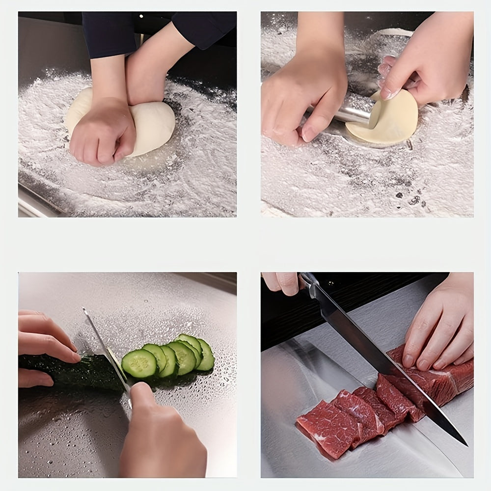 Tabla de cortar de acero inoxidable, antideslizante, fácil de limpiar, bloque de corte para cocina