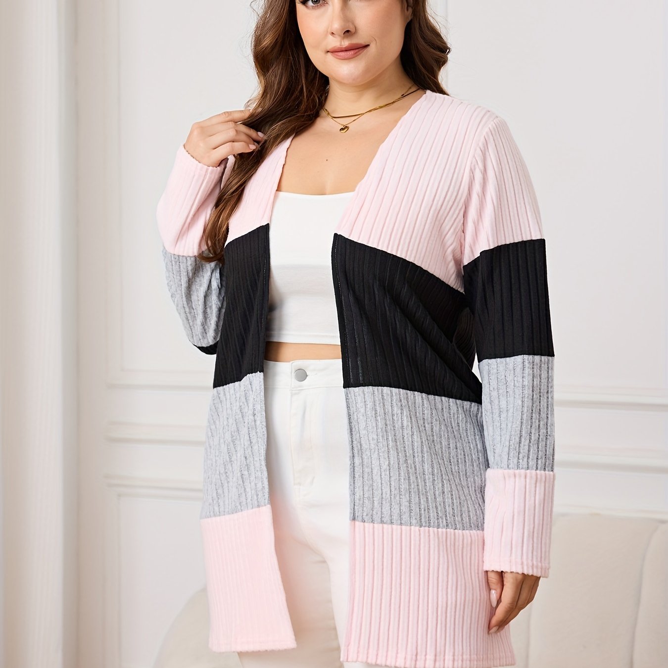 Plus Size Women's Cardigan Autumn Winter Knit Long Sleeve Plus-Size Fashion