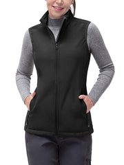 Women's Lightweight Softshell Vest Windproof Fleece Lined Zipper Pockets