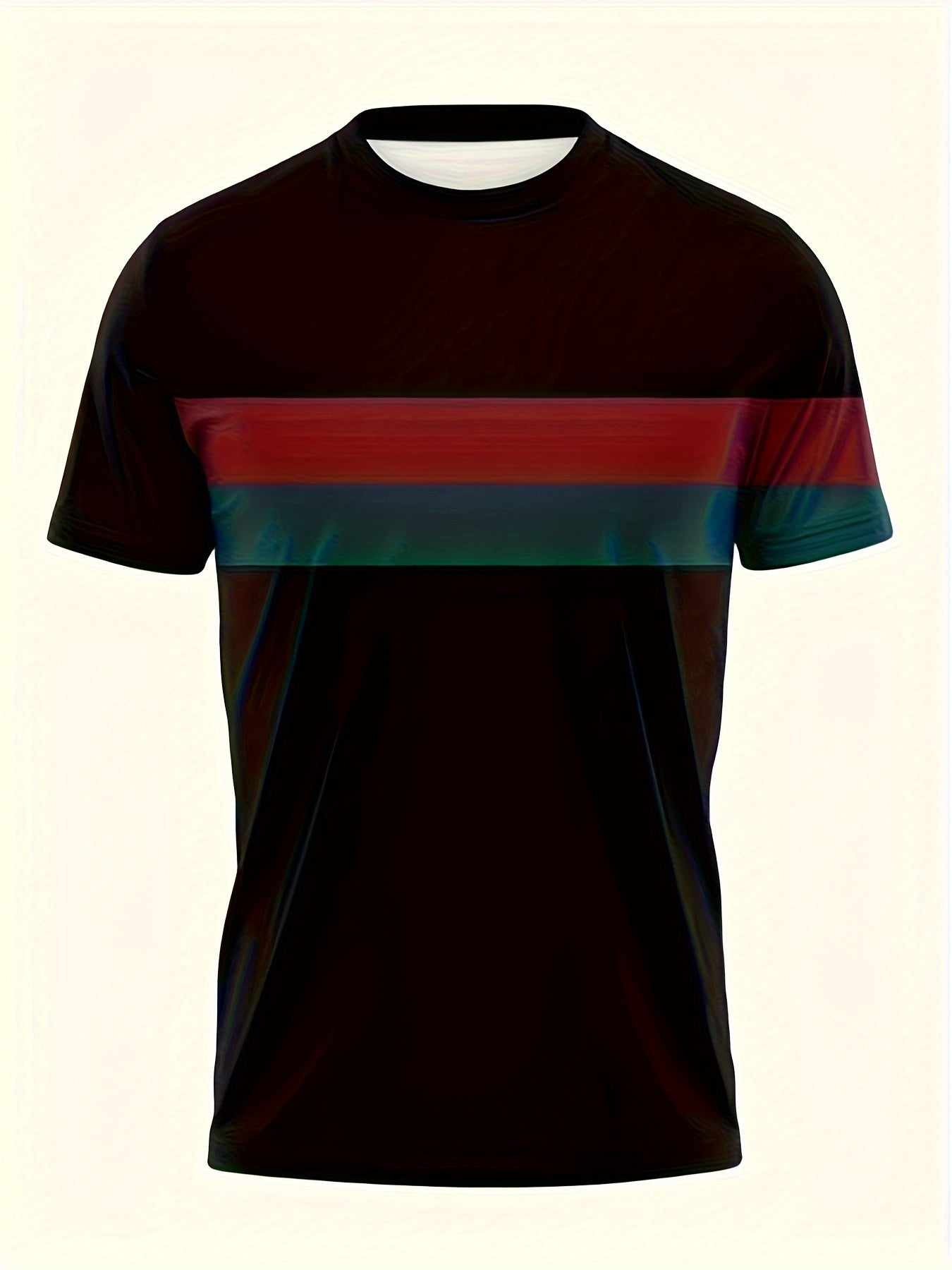 Men's Striped Polyester Sports Set with 3D Print Crew Neck for Spring Fall Casual Goin Out