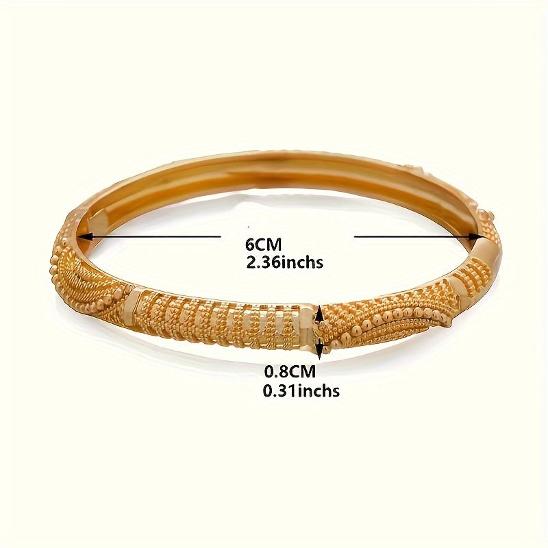 Women's Open Bangle Bracelets 24K Gold Plated Ethnic Style for Weddings and Celebrations