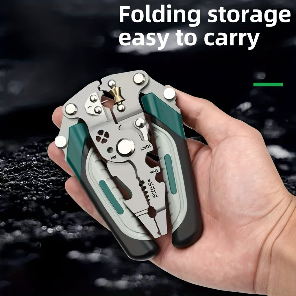 Foldable Wire Strippers for Electricians Multi-Function Wire Cutting Crimping Tool