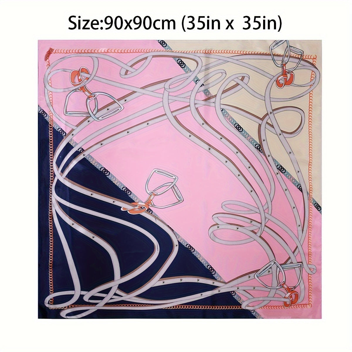 Colorful Block Printed Square Scarf 69.85cm Satin Neck Headscarf for Women