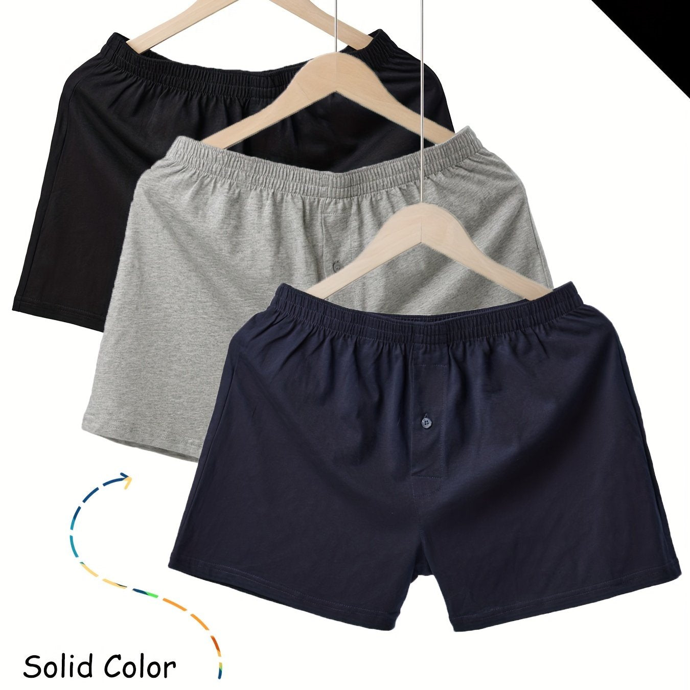 Men's Cotton Boxer Briefs 3-Pack Breathable Soft Regular Fit All Seasons