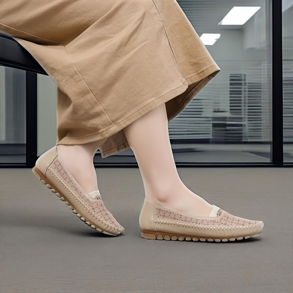 Women's Faux Leather Loafers Casual Slip-On Flats Black Solid