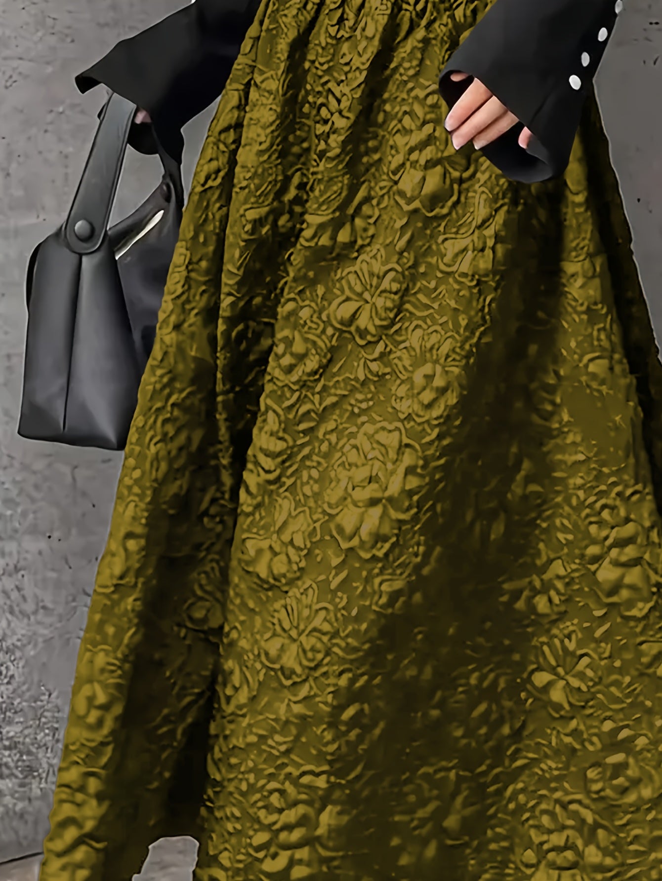 Falda midi de línea A de cintura alta con superposición de encaje floral en rojo para mujer