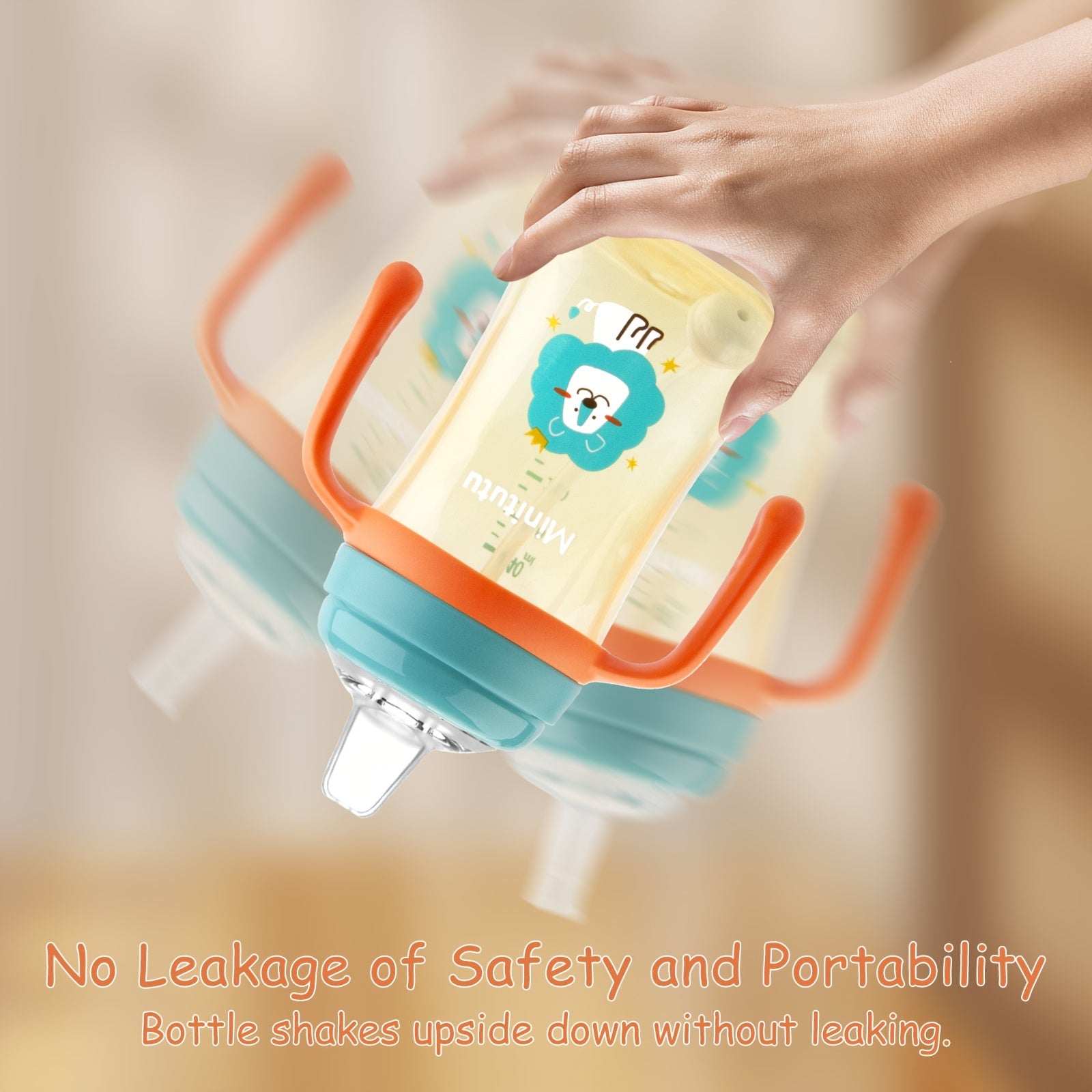 Weighted Plastic Sippy Cup for Toddlers with Handles and 3 Spouts Leak Proof Non Slip