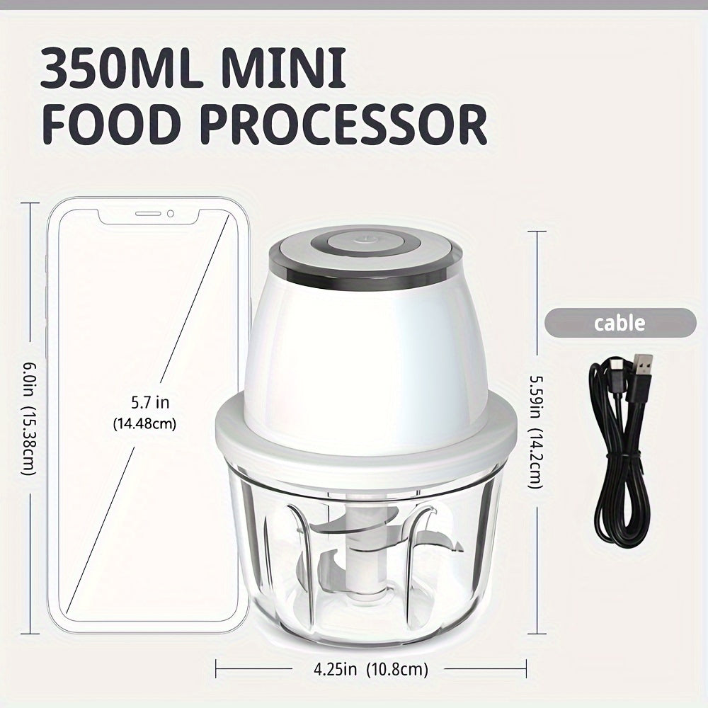 Picadora eléctrica portátil de alimentos 350ML, cortador de ajo inalámbrico USB de mano