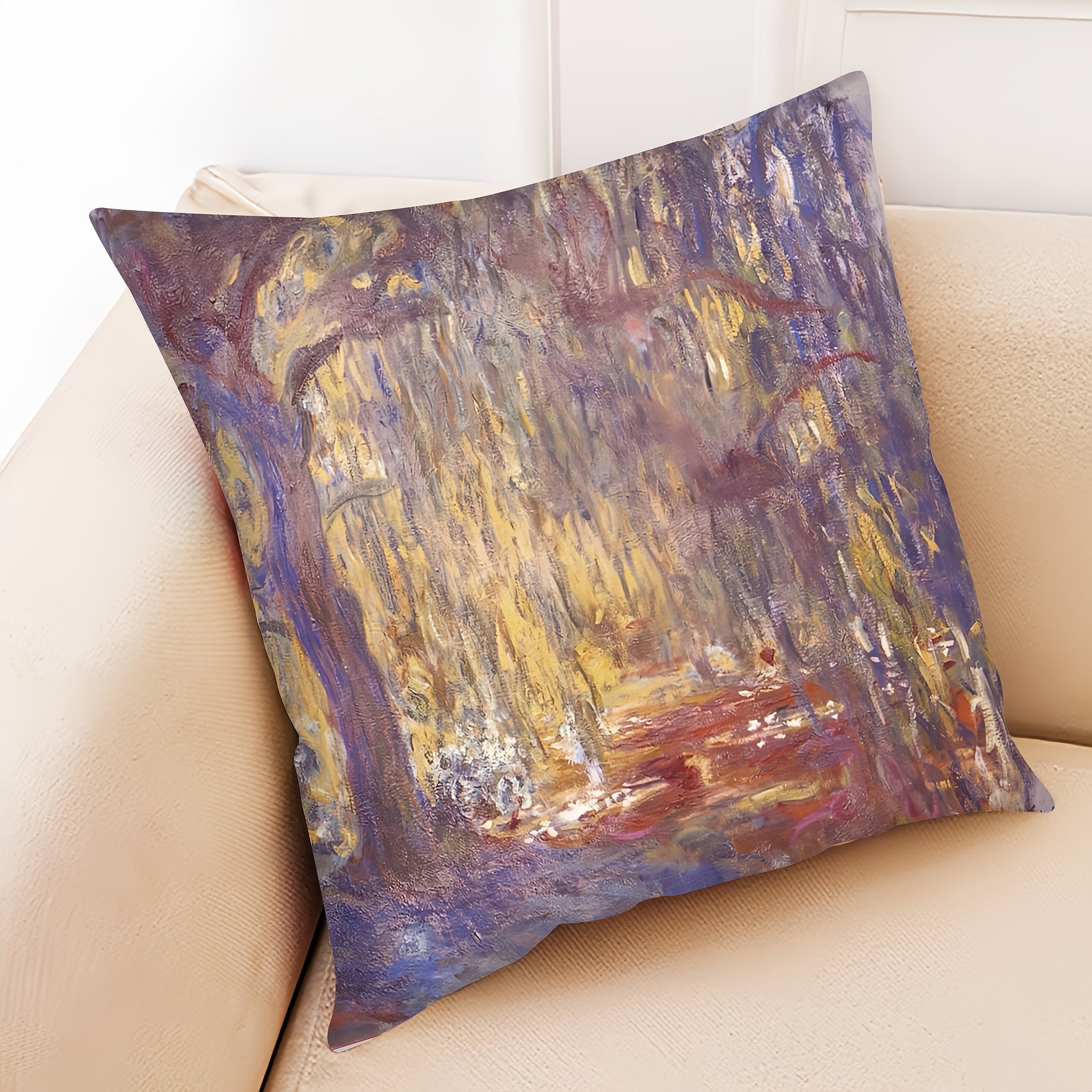 Reversible Throw Pillow Cover 45.72cm Vibrant Oil Painting Design Machine Washable