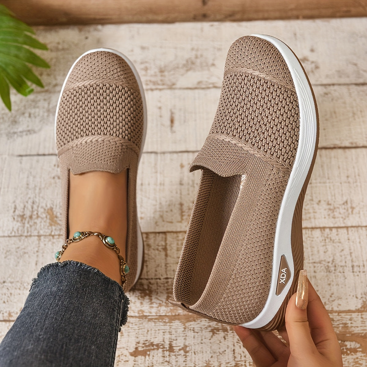 Women's Slip-On Casual Sneakers Breathable Fabric Cushioned Sole