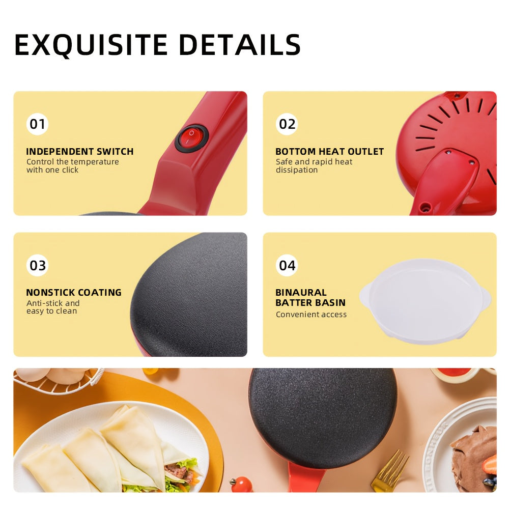 Yevropa rozetkali kichik elektr taxta, non-stick alyuminiy materialdan tayyorlangan. Uy sharoitida foydalanish uchun ideal.