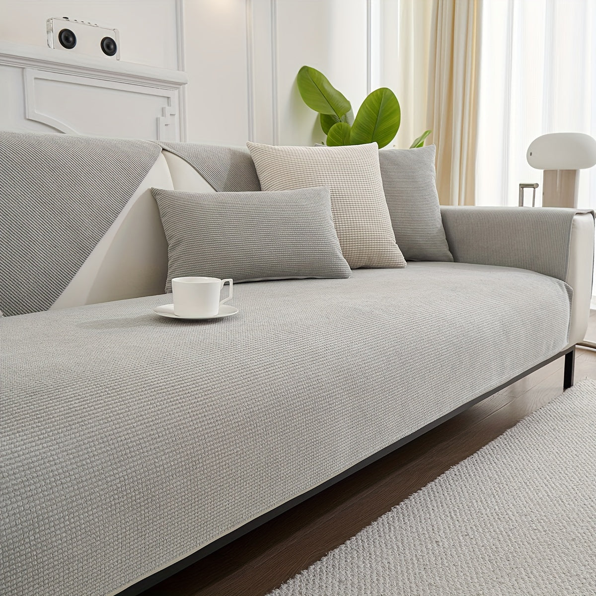 Chenille Sofa Cover Spill-Resistant Pet-Friendly Non-Slip Machine Washable Protector for Various Sofa Sizes