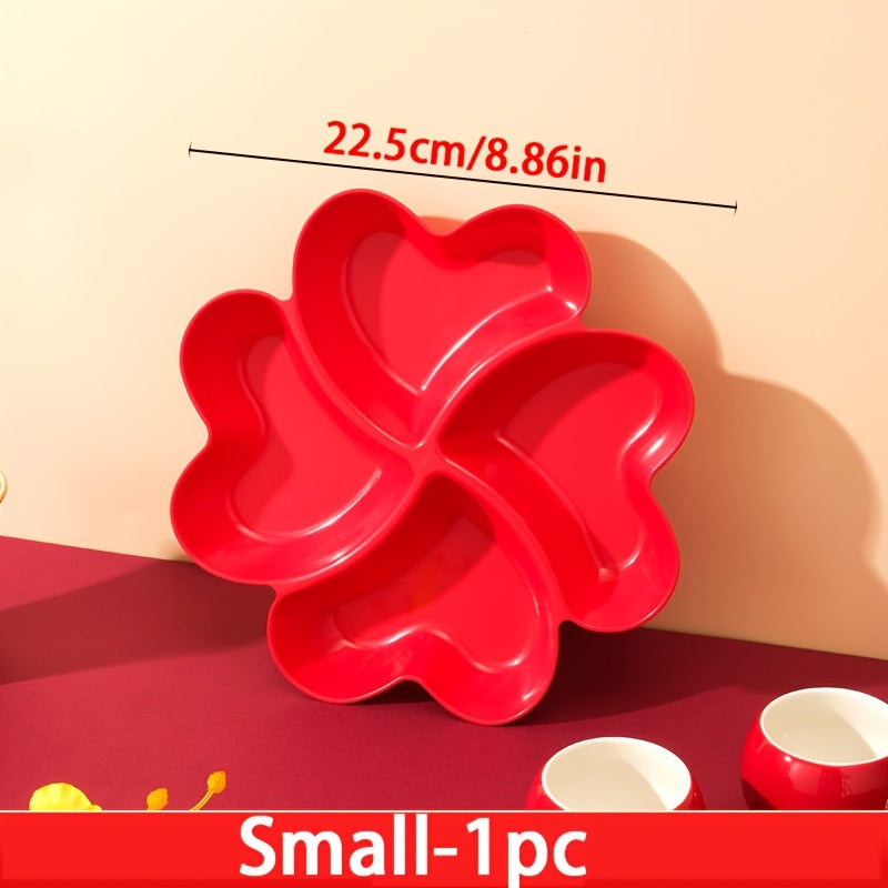 Heart-Shaped Plastic Snack Serving Tray for Parties and Events
