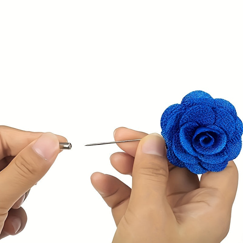 Set of 12 Fabric Flower Brooches in Assorted Colors for Women's and Men's Suit Accessories