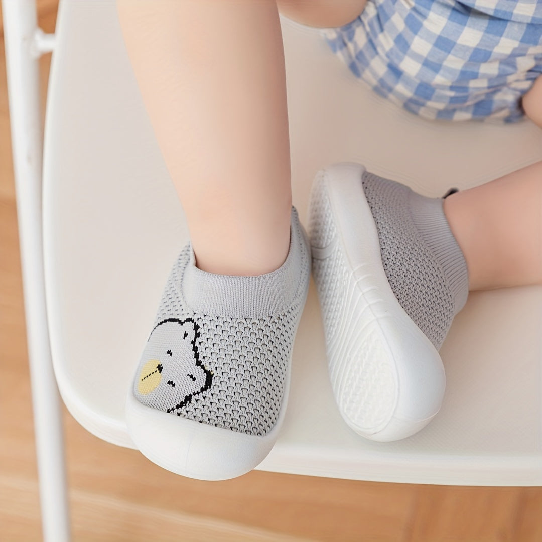 Mushuk tasviri bilan bolalar va kichkina bolalar uchun oson kiyinadigan sport poyabzali, yengil nafas oladigan tarmoq, rezina taglik