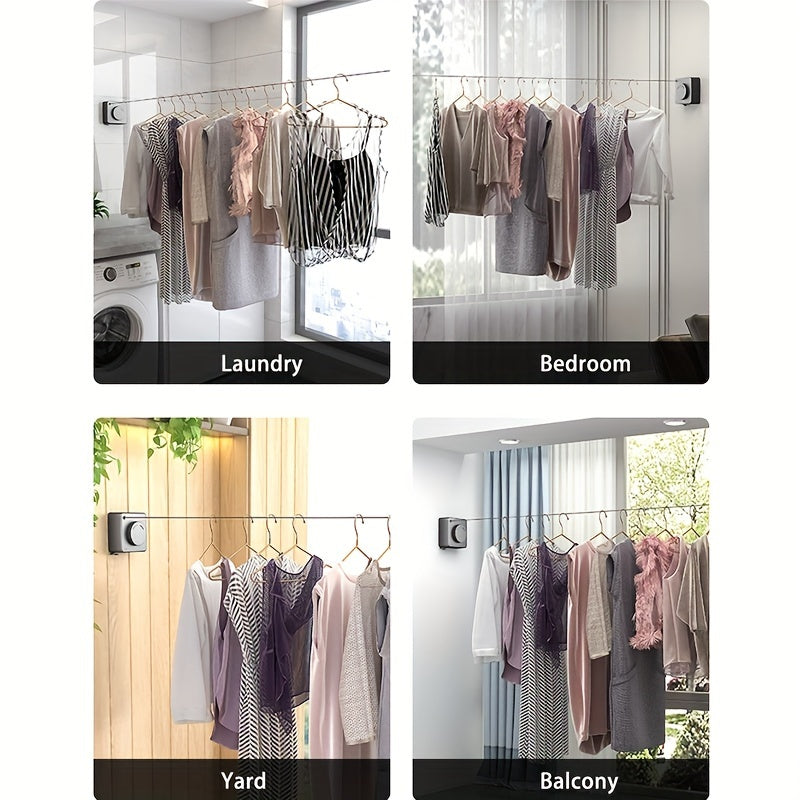 Square Clothesline with 4.8m Wire Rope for Home Bathroom Balcony