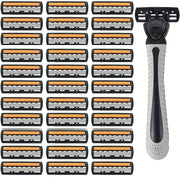 Men's Stainless Steel 3-Layer Manual Razor Set with Refill Options for Face Care