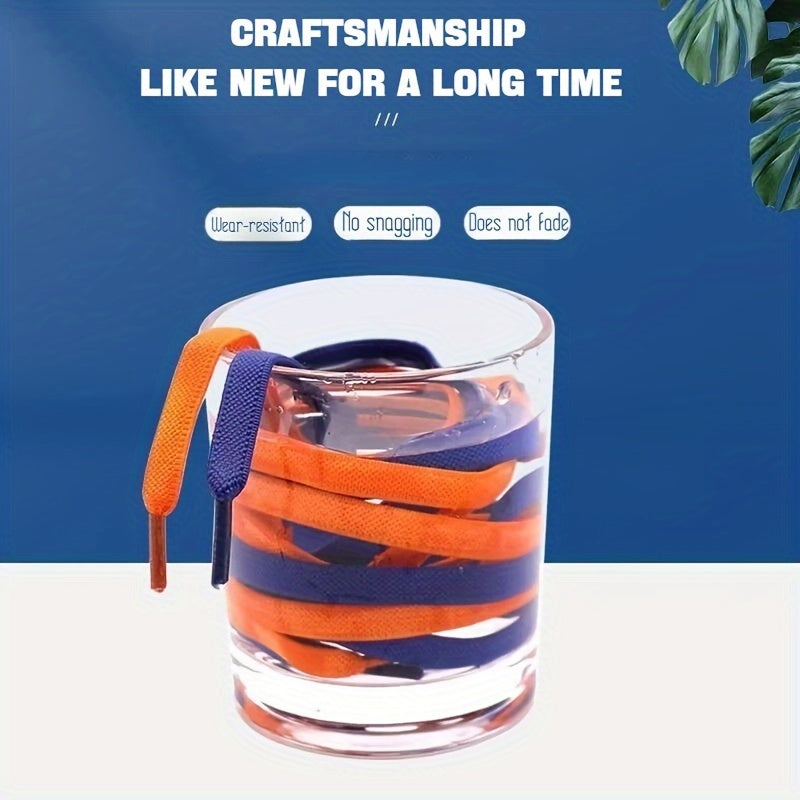 1 Pair 8mm Wide Elastic Flat Straps with Metal Buckle, Adjustable Shoelaces