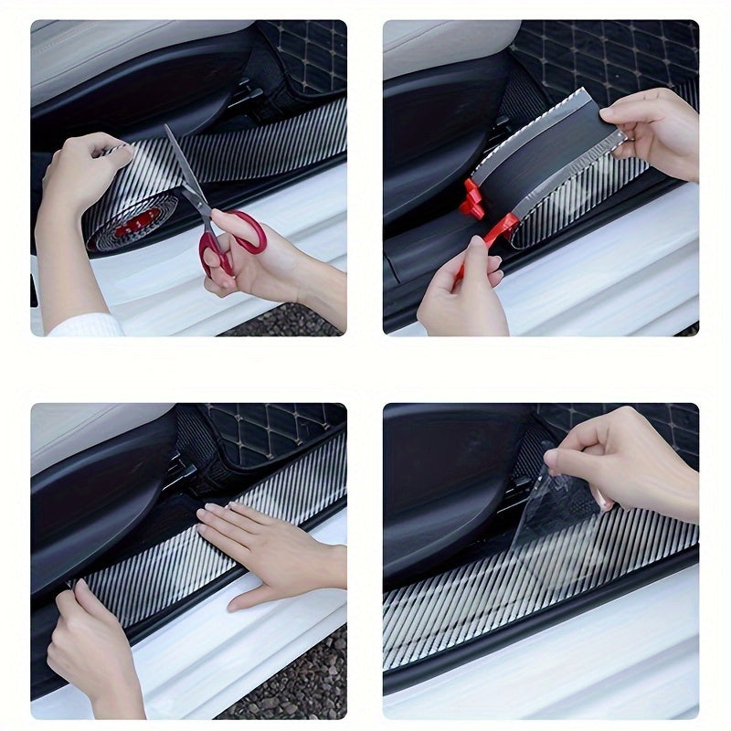 Car Door Threshold Strip Carbon Fiber Anti Scratch Door Foot Pedal Protector