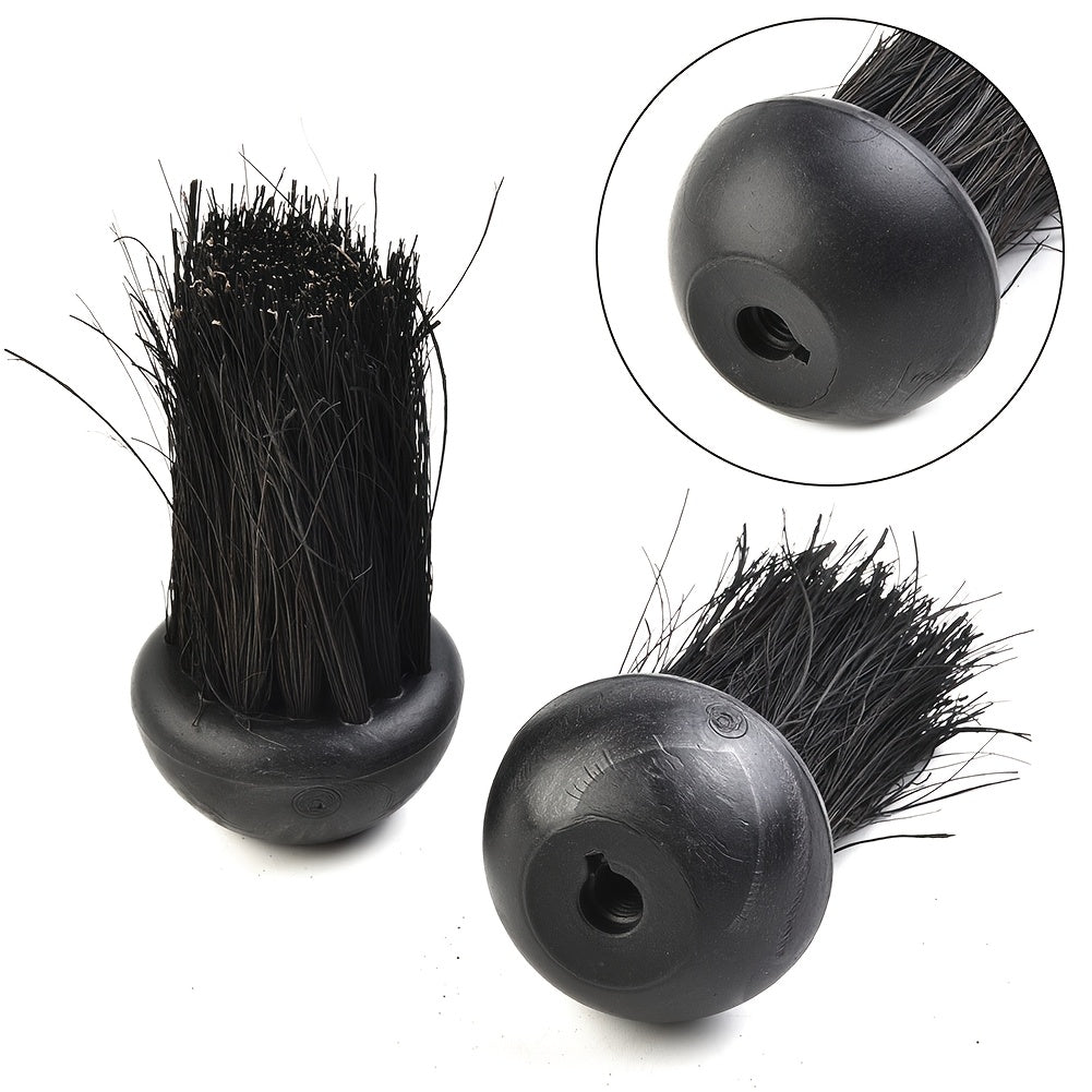 Two Round Fireplace Brush Head Replacements and Rectangular Fireplace Brush Set