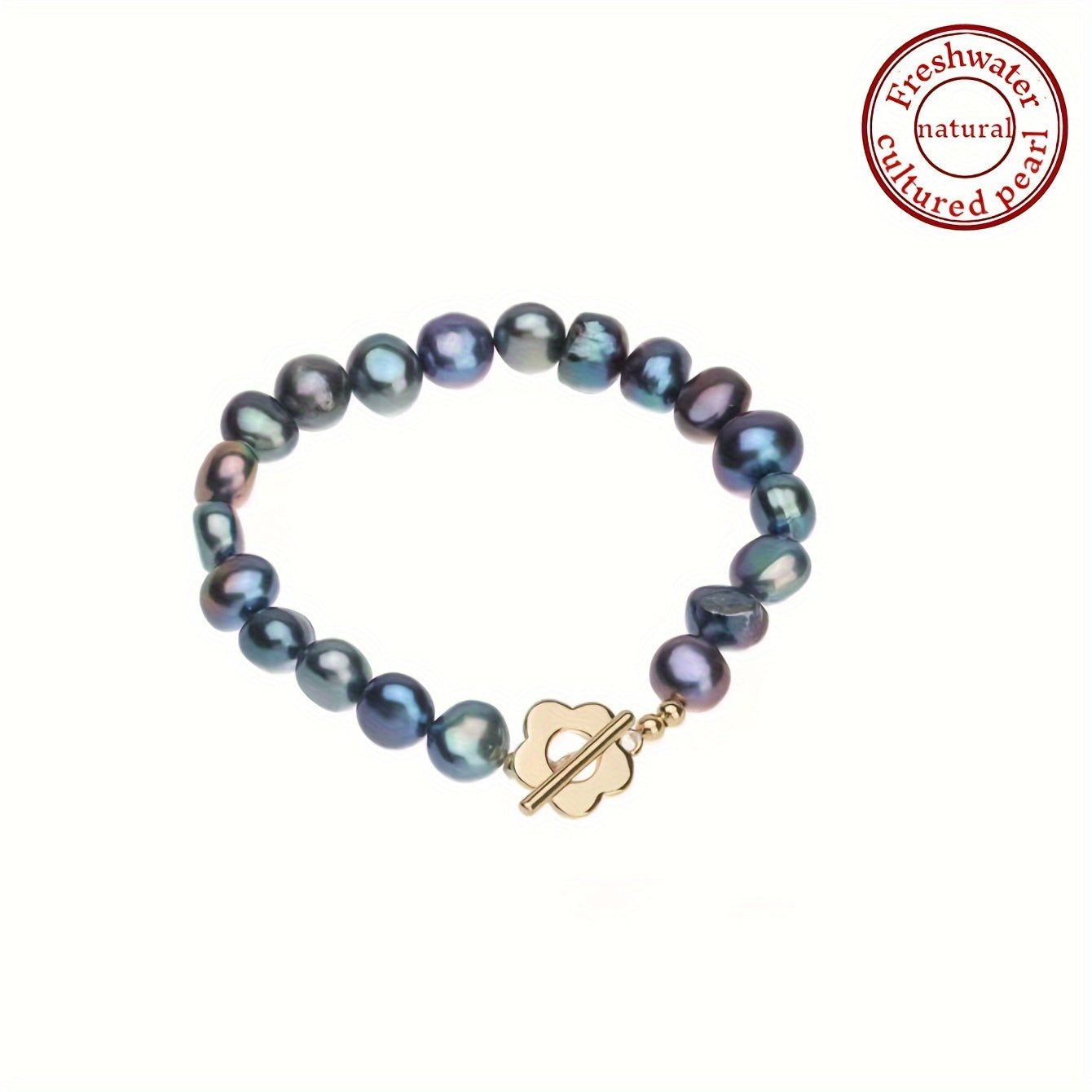 Conjunto de joyería de perlas de agua dulce negras con collar y pulsera de perlas barrocas de 7-8mm para mujeres