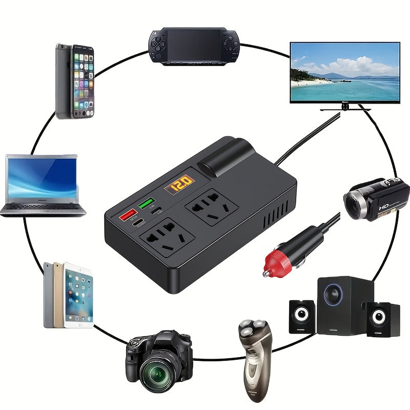 Car Inverter 12V/24V to 220V with USB PD Fast Charging for Car Electronics