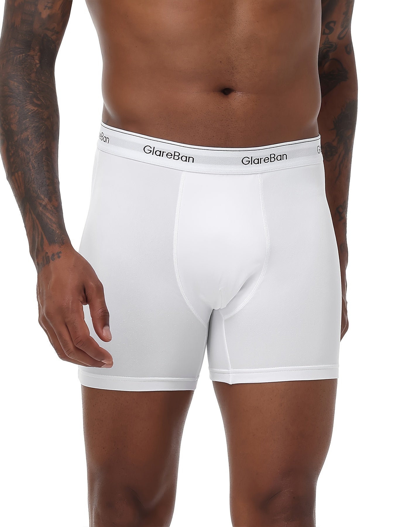 Men's White Boxer Briefs 5-Pack Polyester Elastane Breathable Comfortable