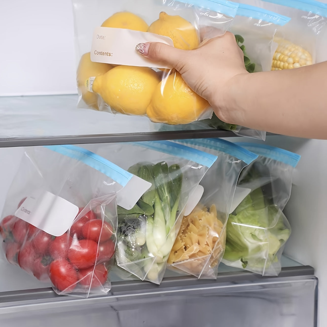 Set of 10 Reusable Food Storage Zipper Bags for Snacks and Dried Fruits