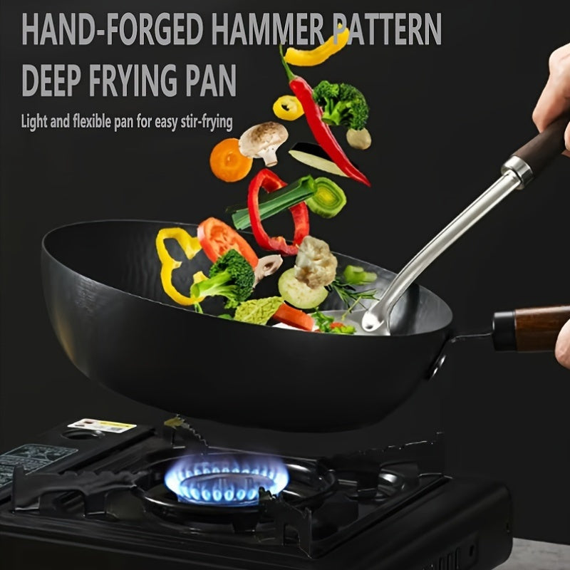 Cast Iron Wok 27.94cm Non-Stick Deep Frying Pan for Induction Gas Electric Cookers