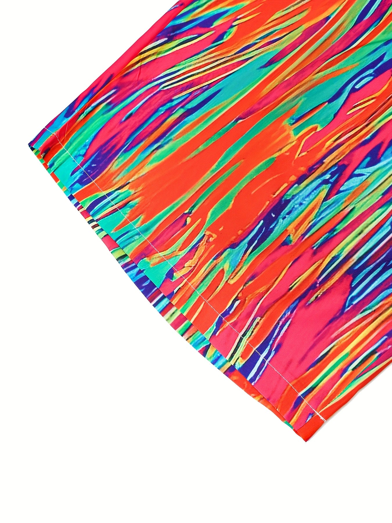 Plus o'lcham ayollar uchun rangli blokli tie-dye Bermuda shortlari yengil yozki kundalik