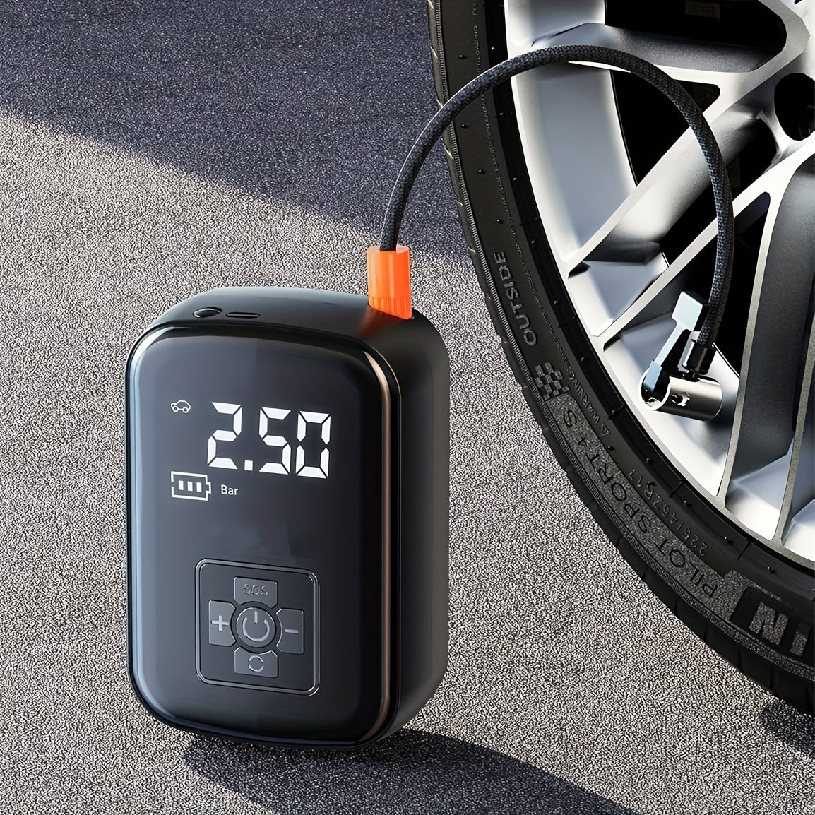 150W Portable Car Tire Inflator with LED Light USB Rechargeable Safe and Efficient