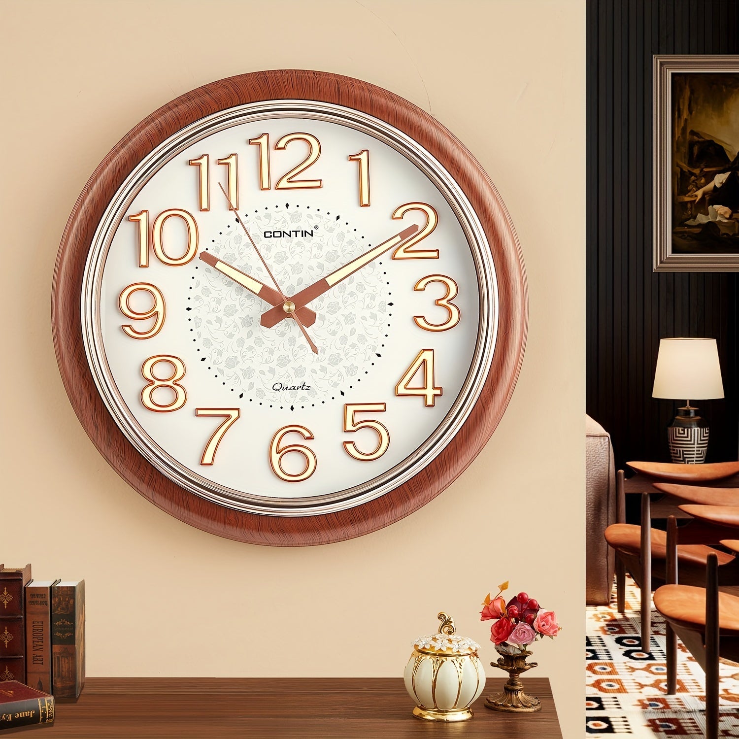 Silent Wall Clock 30.48cm Glow in the Dark Modern Non-Ticking Battery Operated for Living Room Kitchen Decor