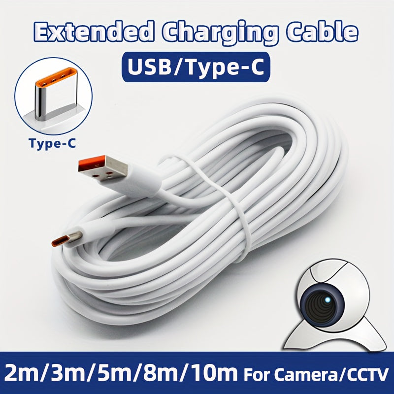 USB Type-C Charging Cable 243.84cm White with Orange Accents Quick Charge Compatible
