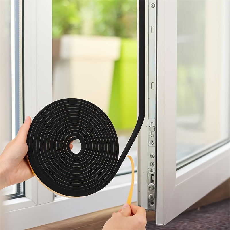 Foam Insulation Tape 3 Rolls Black Weather Stripping Soundproof Windproof Air Conditioning